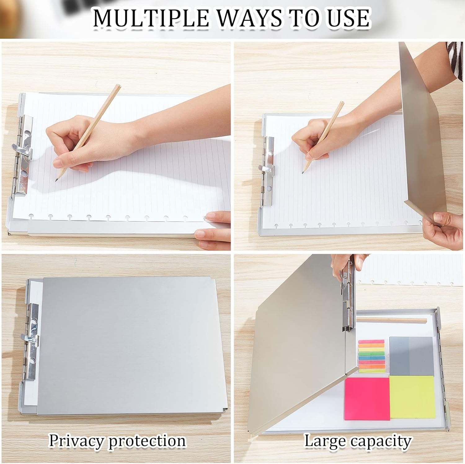 Henoyso Metal Storage Clipboard – Heavy-Duty Aluminum Clip Board with Storage Compartment – 12.6" x 9.2" – Fits Letter Size Paper