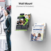 MaxGear 2-Tier Acrylic Brochure Holder 6x9 Inch – Clear Literature Display Stand for Pamphlets, Booklets, Flyers – Wall Mount or Countertop Use – 4 Pack