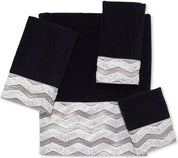 Avanti Galaxy Chevron Bordered Cotton Bath Towel – 27" x 50" – Black – Soft & Absorbent