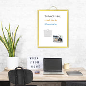 Double-Sided Magnetic White Board Dry Erase Board, 14"x11" Hanging Portable Whiteboard for Wall – Gold