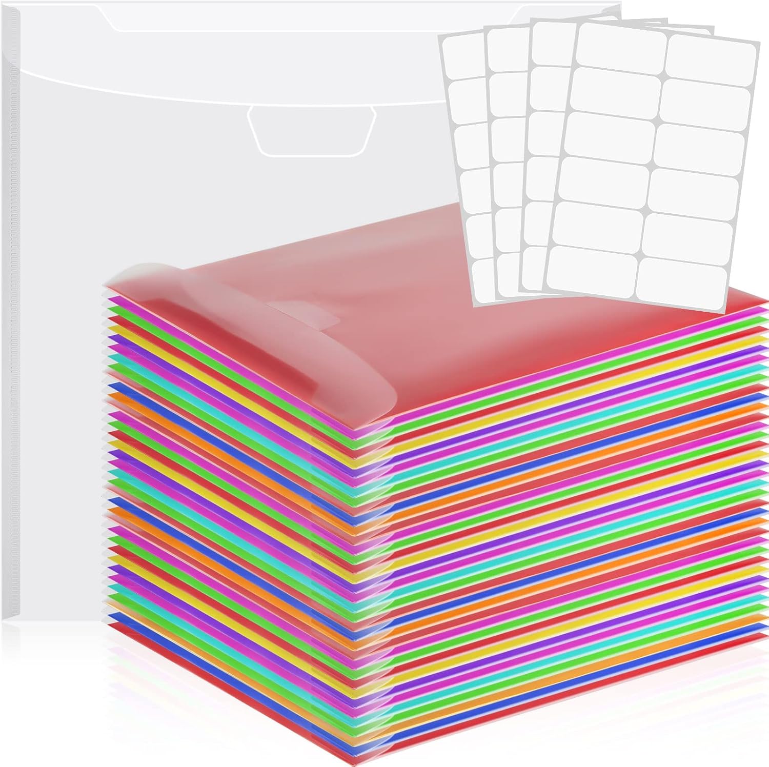 Henoyso 36-Pack Scrapbook Paper Organizer Sleeves – 12 x 12" Clear Plastic Storage Holders with Customizable PVC Tabs for Cardstock, Vinyl, Photos