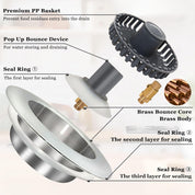 BAOLSLS 3-in-1 Kitchen Sink Stopper – Pop-Up Drain Strainer with Extra Basket Strainer, 3-1/2 Inch