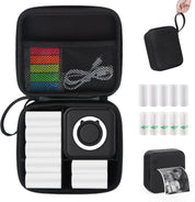 HUIJUTCHEN Mini Pocket Printer with Case – Portable Bluetooth Thermal Printer with 10 Rolls Paper, Black Ink, for Photos, Journals, Notes & Lists – Black