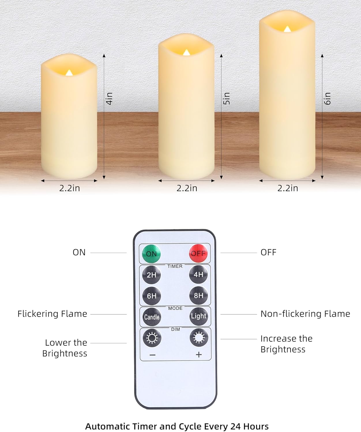 Enido 12-Pack Flameless LED Candles with Remote & Timer – Waterproof Outdoor Battery Operated Flickering Lights – Ivory White