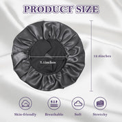 2Pcs Silk Bonnet for Sleeping – Satin Hair Bonnets with Soft Elastic Band, Sleep Cap Hair Wrap for Women (Black/Gold)