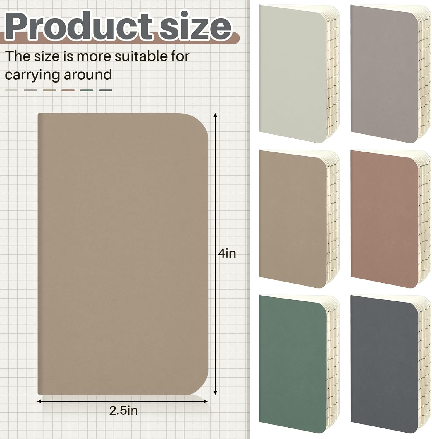 36 Pcs Pocket Notebook Mini Journal 2.5" x 4" – Kraft Paper Notepad Bulk, Softcover Memo Diary for Students, Travelers, School (Dark Color, Blank Cover)