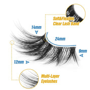 Zanlufly Half Lashes Manga Natural Wispy 3/4 Cat Eye False Eyelashes – Reusable Soft Faux Mink Lashes with Clear Band (Black)