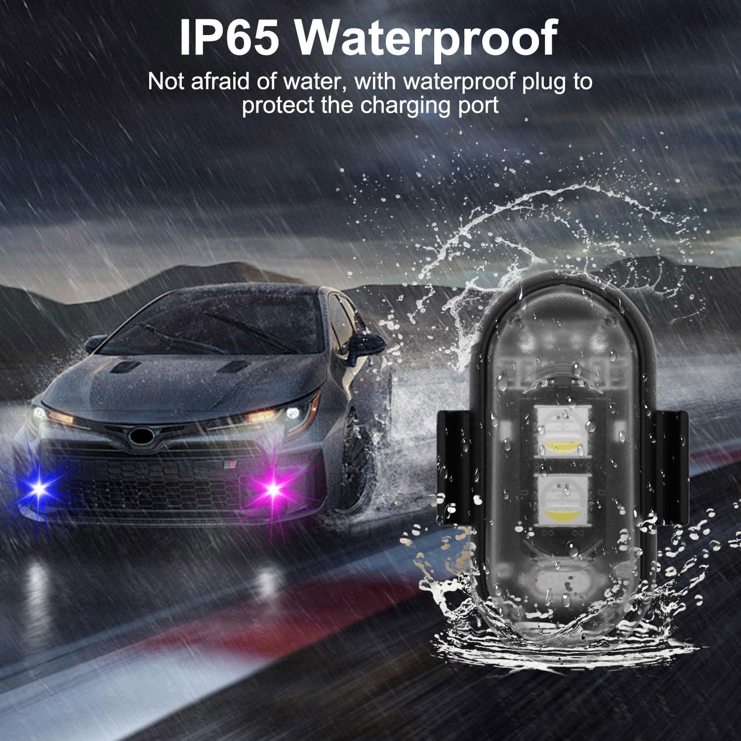 Elegananccy 4PCS Wireless LED Strobe Lights with Remote – 8 Color Waterproof Rechargeable Anti-Collision Emergency Lights for Car, Bike, Motorcycle, Drone, Aircraft