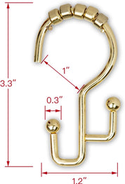 Utopia Alley Double Roller Shower Curtain Hooks – Set of 12 Metal Shower Curtain Rings for Bathroom – Gold