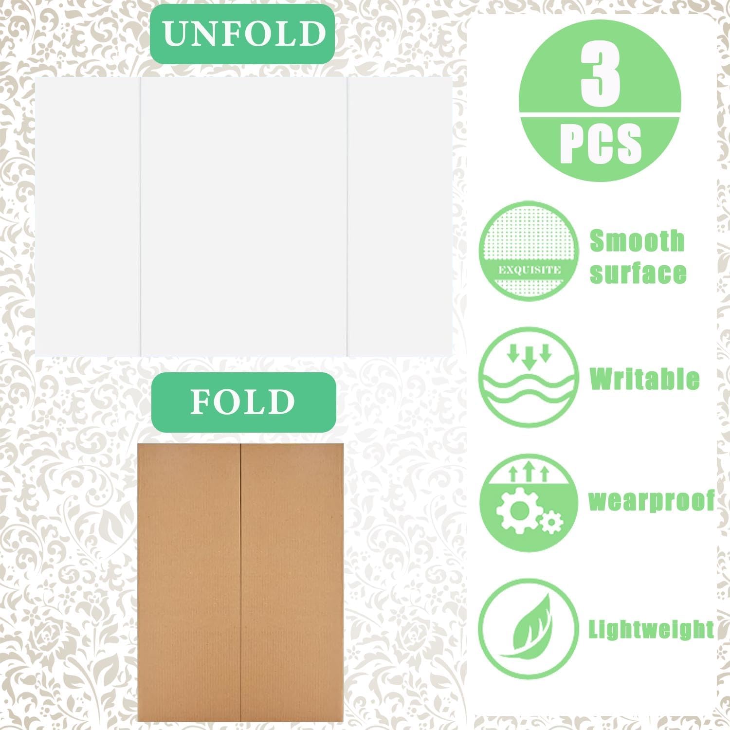 Medium Trifold Poster Board 24 x 16 inches – Corrugated Presentation Display with Double-Sided Tapes for School Projects & Science Fairs