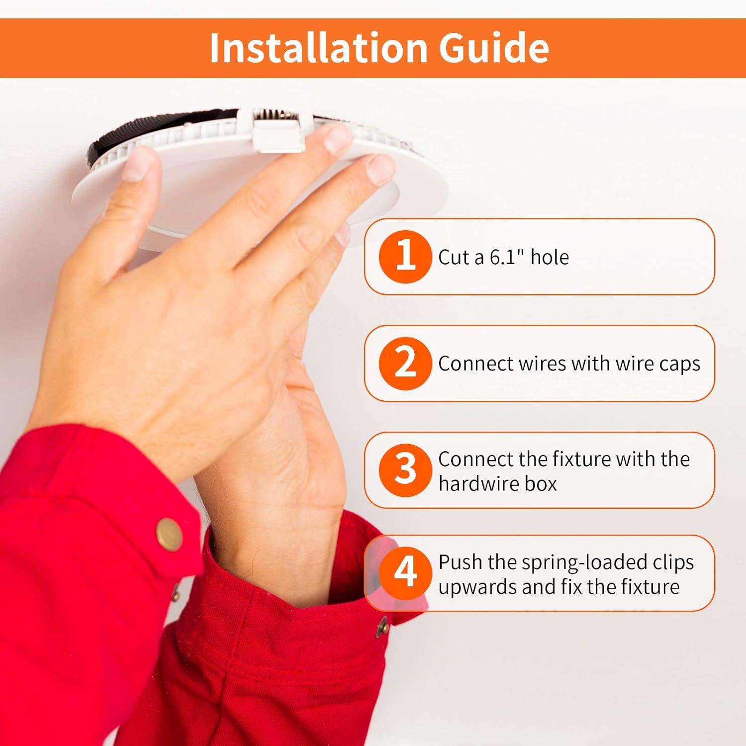 Meconard 6-Pack 6" 5CCT LED Recessed Lights with Night Light – 1050LM Dimmable Ultra-Thin Wafer Ceiling Lights, 2700K–5000K Selectable, 12W=110W, Canless Flush Mount – White