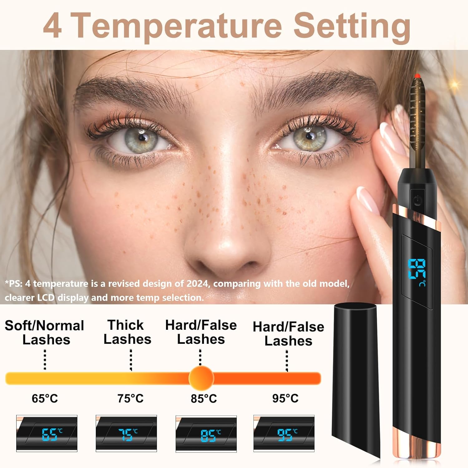 Heated Eyelash Curlers – Rechargeable Electric Lash Curler with Eyelash Comb, Updated Model, Black