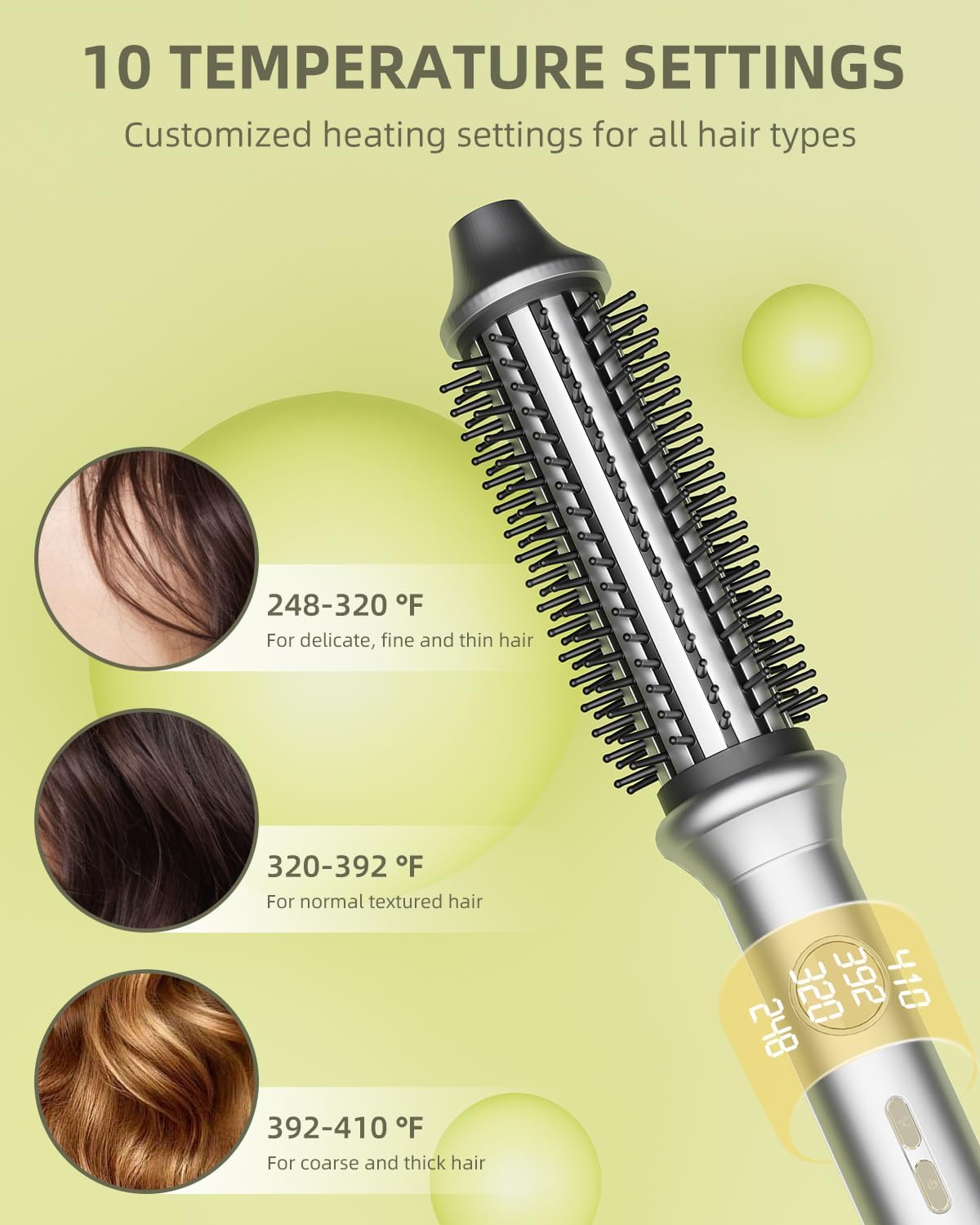 Avvnee Thermal Brush Curling Iron – 1.26" Heated Round Brush for Long Hair, Fast 30s Heat-Up, Gray