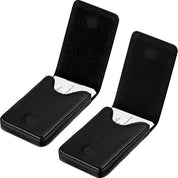 Outus 2-Piece PU Leather Business Card Holder Case – Magnetic Closure Pocket Wallet for Men and Women (Black)