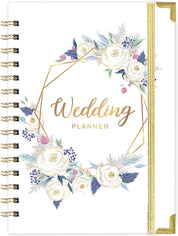 Wedding Planner – Bride’s Organizer Book with 5 Tabbed Sections, Hardcover with Metal Corners, Inner Pockets & Stickers – 6.5" x 8.75"