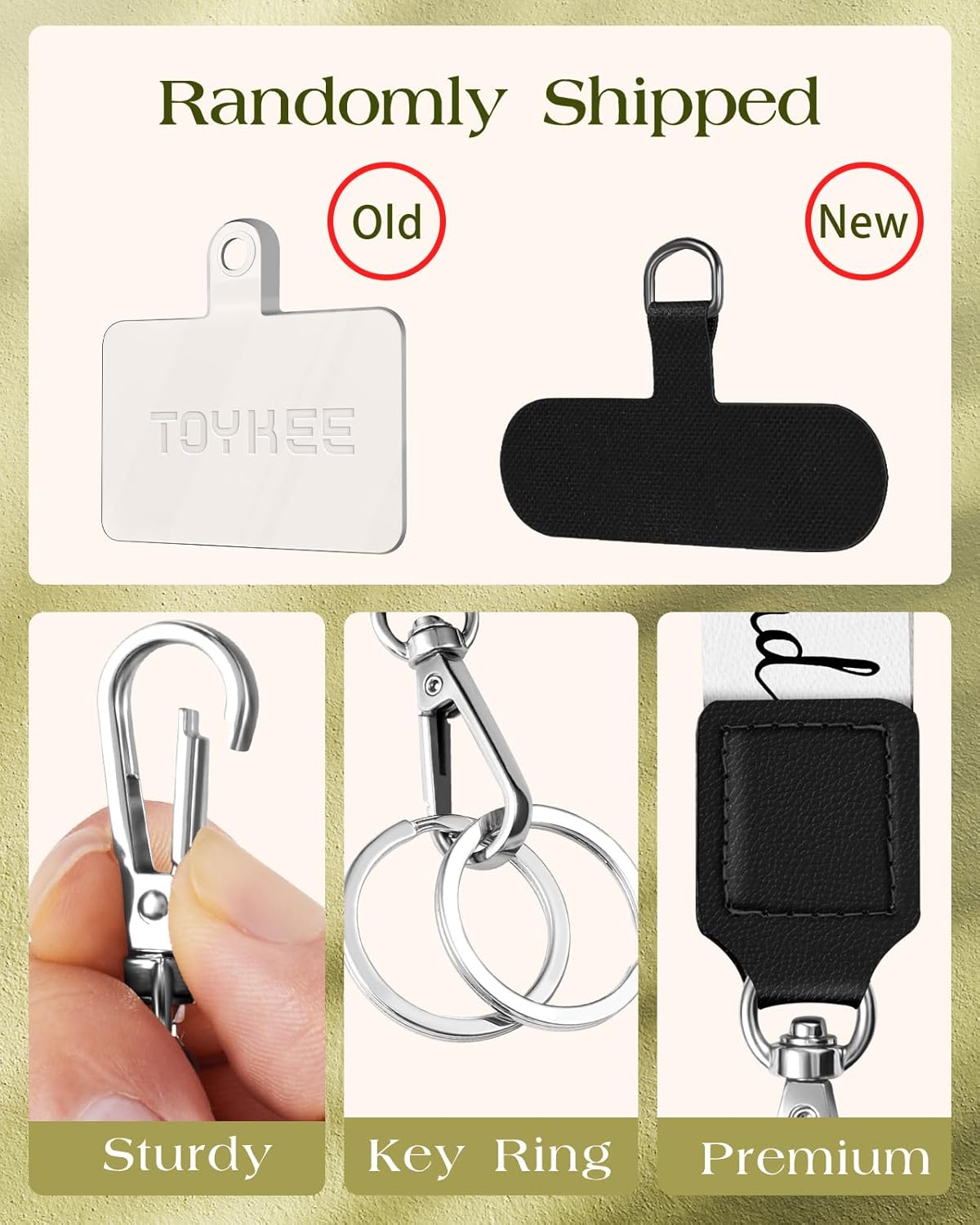 3-in-1 Phone Lanyard Strap Crossbody – 2 Pack for iPhone & Cell Phones – Adjustable Neck Strap with Tab & Key Ring (Black + “Be Kind” Design)