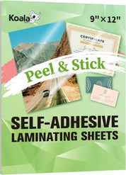 Koala Self Adhesive Laminating Sheets - 9 x 12 Inch Self Laminating Sheets, No Machine Needed Clear Self Sealing Laminate Sheets for Stickers, Photos - 5 Sheets