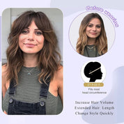 Aisaide Dark Green Wavy Bob Wig with Curtain Bangs – Short Synthetic Curly Wig for Women, Shoulder Length