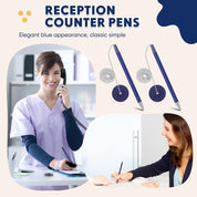 Pasimy Secure Pen with Adhesive Chain and Security Blue Ink Pen Holder for Home Office Supplies (6 Pieces)