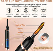 Heated Eyelash Curlers – Rechargeable Electric Lash Curler with Eyelash Comb, Updated Model, Black