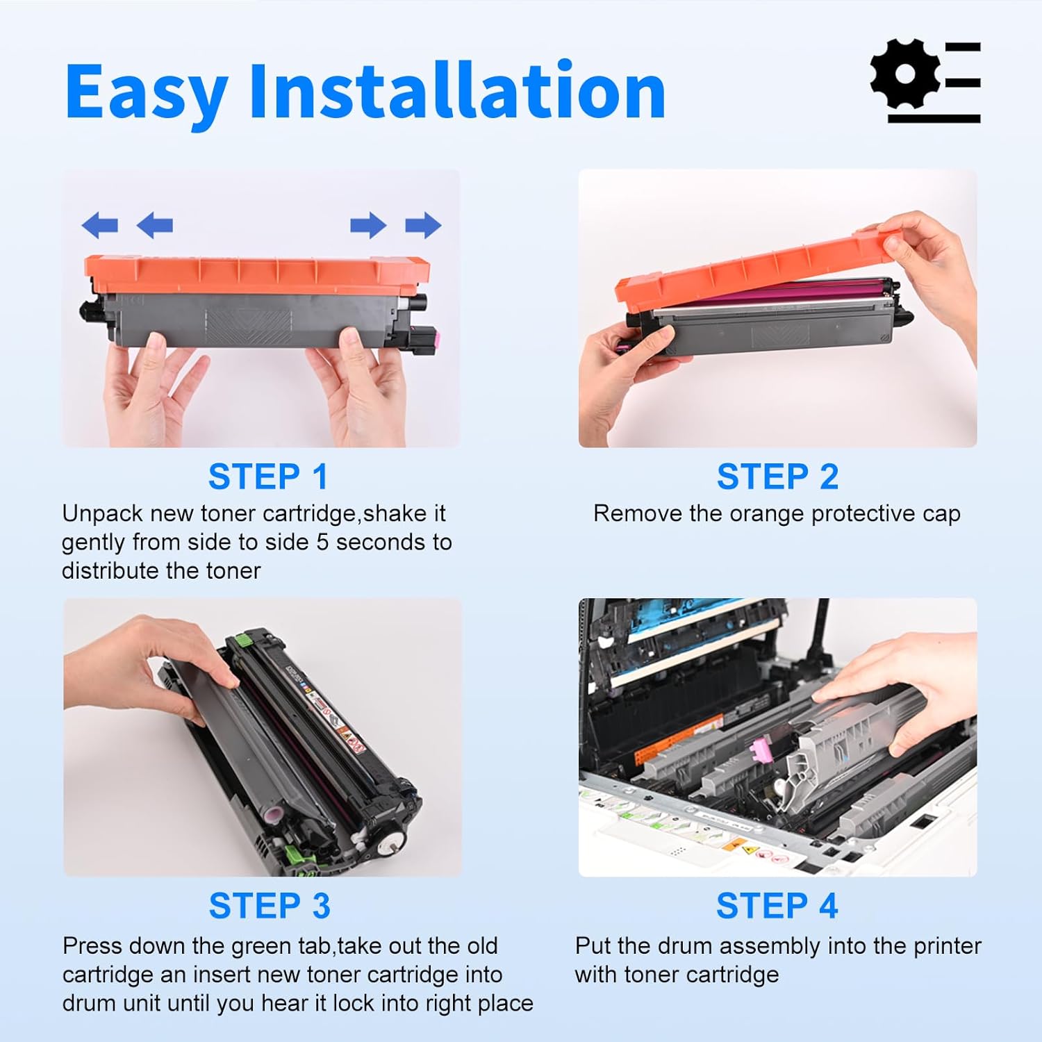 Compatible Toner Cartridge Replacement for Brother TN229XL – High Yield 3-Pack (Black, Cyan, Magenta) for HL-L3280CDW, MFC-L3780CDW, MFC-L3720CDW