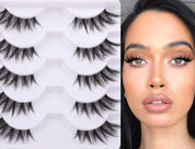 Zanlufly Half Lashes Manga Natural Wispy 3/4 Cat Eye False Eyelashes – Reusable Soft Faux Mink Lashes with Clear Band (Black)