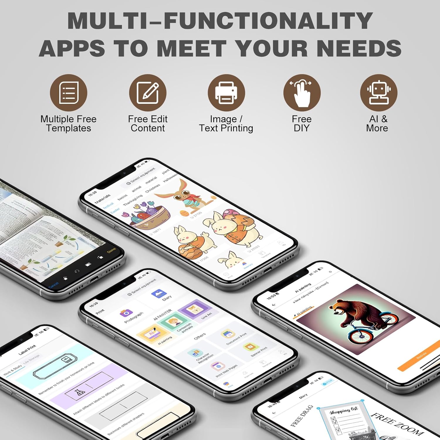 Print Pods Mini Thermal Printer – Inkless Pocket Sticker Maker with 10 Rolls Paper – Bluetooth Printer for Notes, Flashcards, Journals, DIY – Compatible with iOS & Android – Black (New)