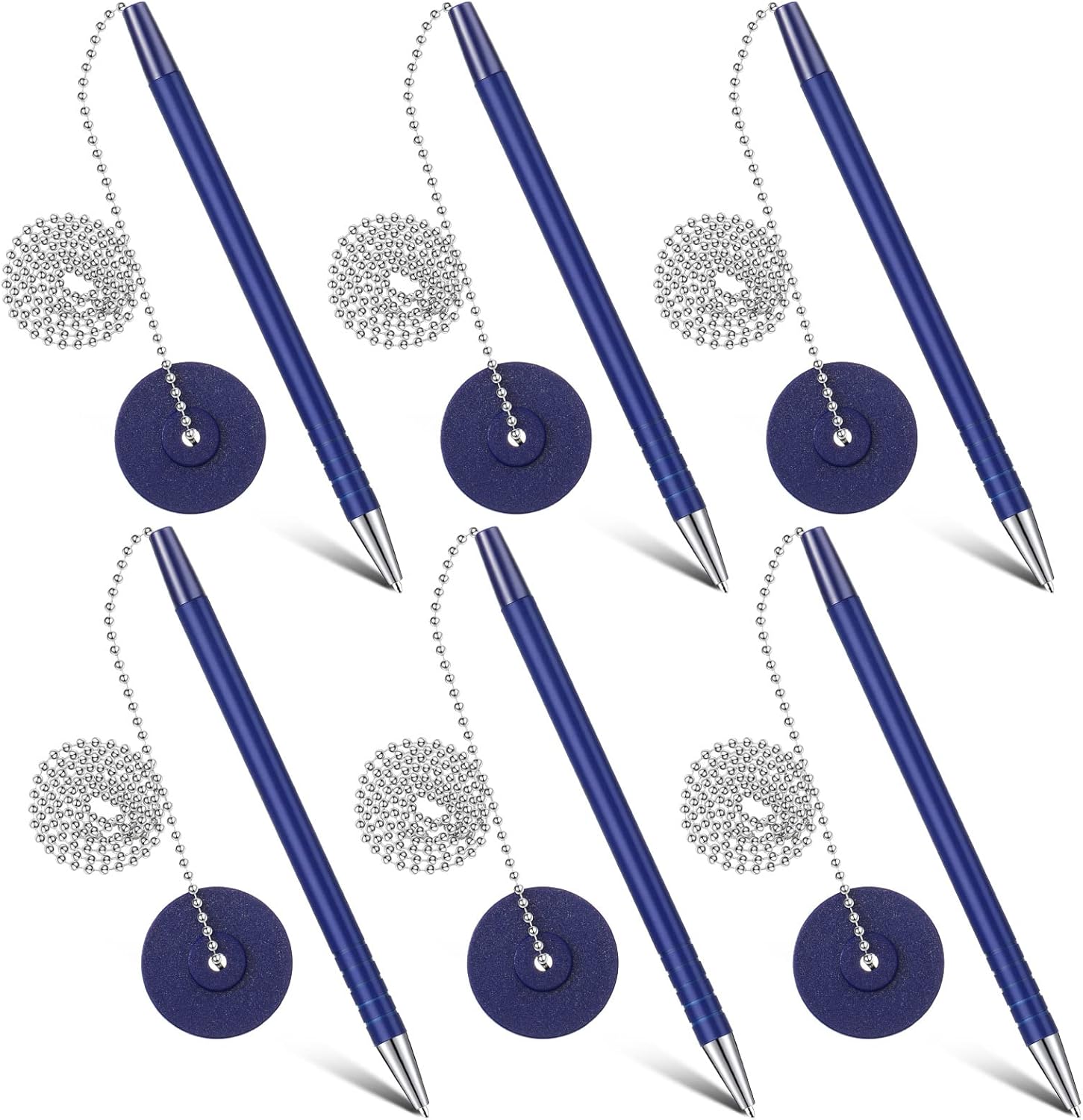 Pasimy Secure Pen with Adhesive Chain and Security Blue Ink Pen Holder for Home Office Supplies (6 Pieces)