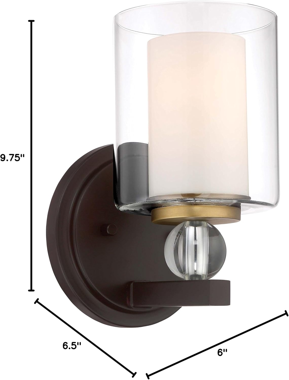 Minka Lavery Wall Sconce Lighting 3071-416 Studio 5 – 1-Light 100W Wall Lamp Fixture, Painted Bronze, Glass Shade