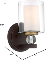 Minka Lavery Wall Sconce Lighting 3071-416 Studio 5 – 1-Light 100W Wall Lamp Fixture, Painted Bronze, Glass Shade