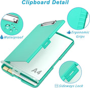 Plastic Clipboard with Storage – Side-Opening 8.5" x 11" Nursing Folio with Pen Holder