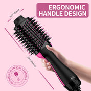 4-in-1 Hair Dryer Brush and Styler Volumizer – Black/Pink, Ceramic Titanium Barrel