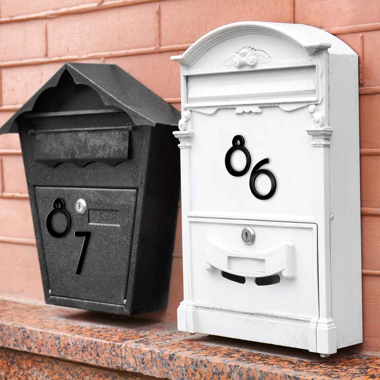 20-Pack 4" Self-Adhesive 3D House Numbers – Black Plastic Raised Address Stickers (0–9) for Mailbox, Door, Office, Apartment, Hotel, Garden Signs