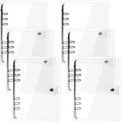 Elsjoy 6-Pack A5 Clear PVC Binder – Transparent 6-Ring Refillable Soft Notebook Covers with Snap Button Closure – Loose Leaf Binding – 9.3" x 7"
