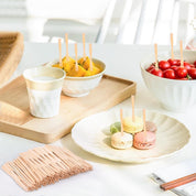 JTMY AOTA 200 Pack Bamboo Cocktail Forks – 3.5 Inch Natural Toothpicks for Appetizers, Dessert, Fruit & Catering