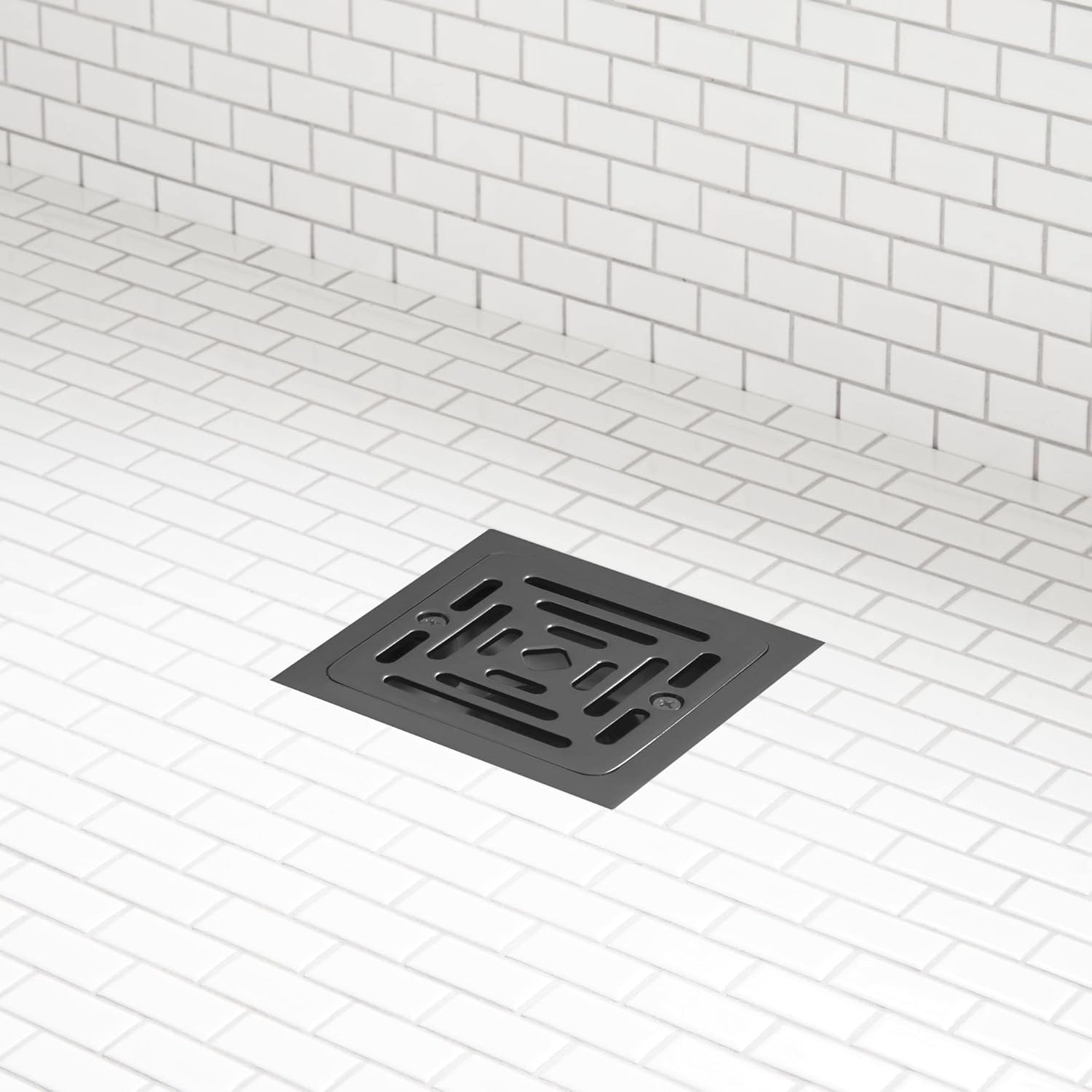 Signature Hardware Adelphi 4-1/2" Pattern Grate Linear Shower Drain – Matte Black