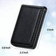 Outus 2-Piece PU Leather Business Card Holder Case – Magnetic Closure Pocket Wallet for Men and Women (Black)