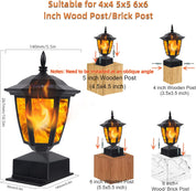 Dynaming Solar Flame Post Cap Lights – 2 Pack Outdoor Waterproof LED Lanterns for 4x4, 5x5, 6x6 Wooden Fence Posts – Flickering Flame, Solar Powered, Garden Patio Deck Light