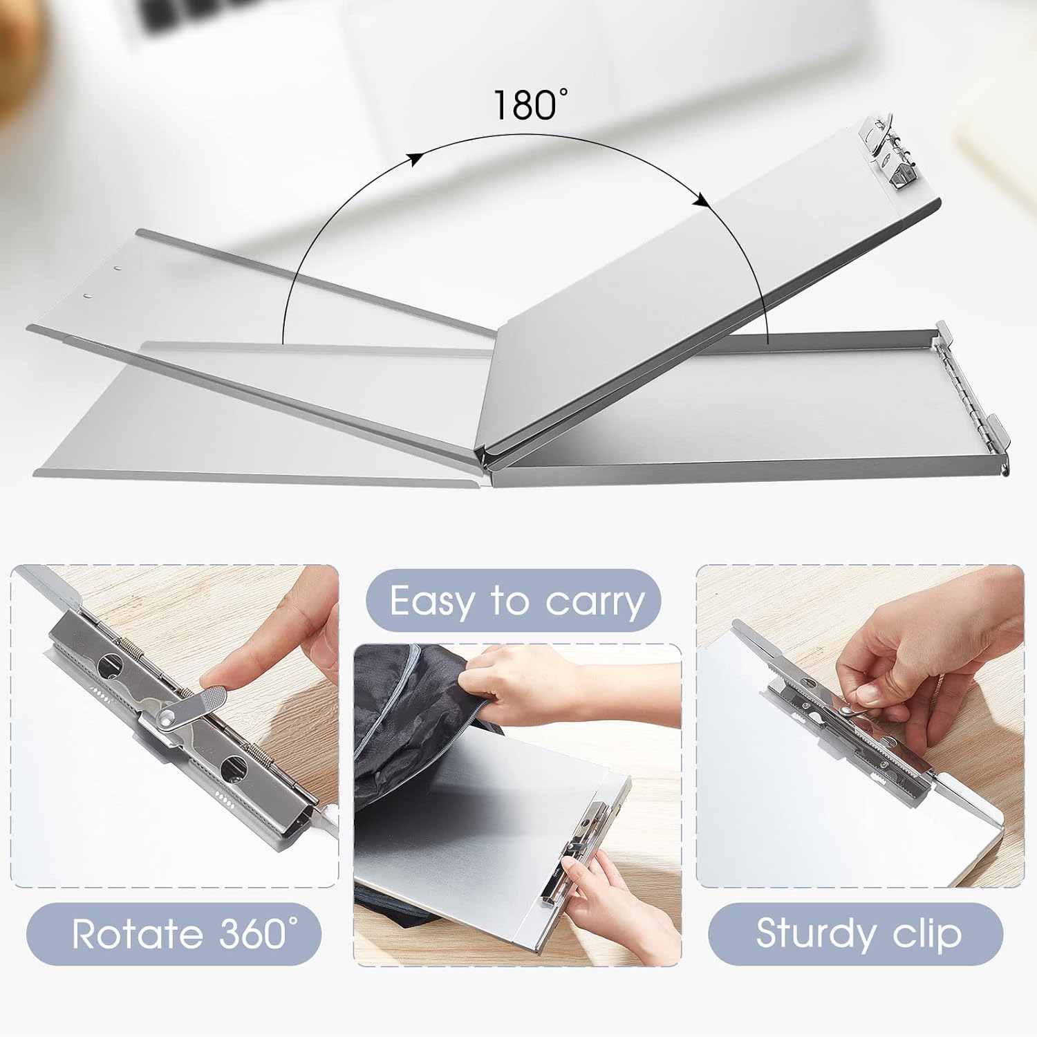 Henoyso Metal Storage Clipboard – Heavy-Duty Aluminum Clip Board with Storage Compartment – 12.6" x 9.2" – Fits Letter Size Paper