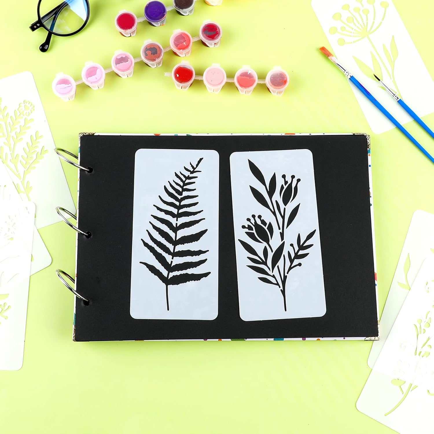 Jeffdad Flower Stencils for Painting on Wood – Reusable Craft Templates for Wall, Furniture, and DIY Projects (18 Pieces)