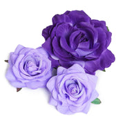 Topbuti Purple Rose Hair Clips – 4-Pack Fabric Flower Hairpins & Brooches for Women and Girls, 2 Sizes