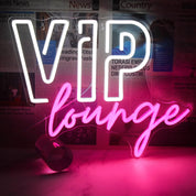 VIP Lounge Neon Sign – Pink & White LED Wall Decor Light – USB Powered Acrylic Neon Sign for Bar, Hotel, Café, or Home – Art Deco Style