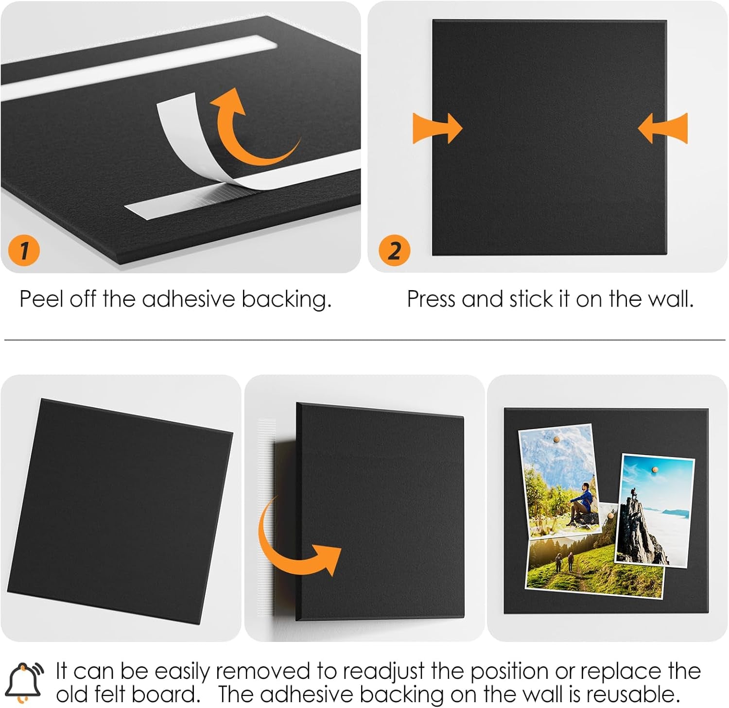 MaxGear Large Cork Board for Wall – 36" x 24" Black Bulletin Board, 6-Pack Felt Wall Tiles with Pushpins – Office Push Pin Board, Tack Board, Felt Board