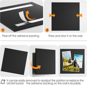 MaxGear Large Cork Board for Wall – 36" x 24" Black Bulletin Board, 6-Pack Felt Wall Tiles with Pushpins – Office Push Pin Board, Tack Board, Felt Board