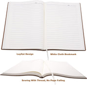 BenOpinion A4 Large Thick Journal Notebook – 416 Lined Pages – Soft Faux Leather Cover – 8.4" x 11.4" – Brown – Ruled Writing Notebook