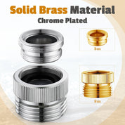 Faucet Adapter with Aerator – Sink Faucet to Garden Hose Adapter, 3/4" GHT Thread, Brass Chrome-Plated Connector