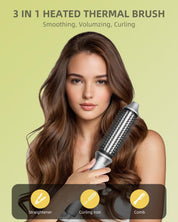 Avvnee Thermal Brush Curling Iron – 1.26" Heated Round Brush for Long Hair, Fast 30s Heat-Up, Gray
