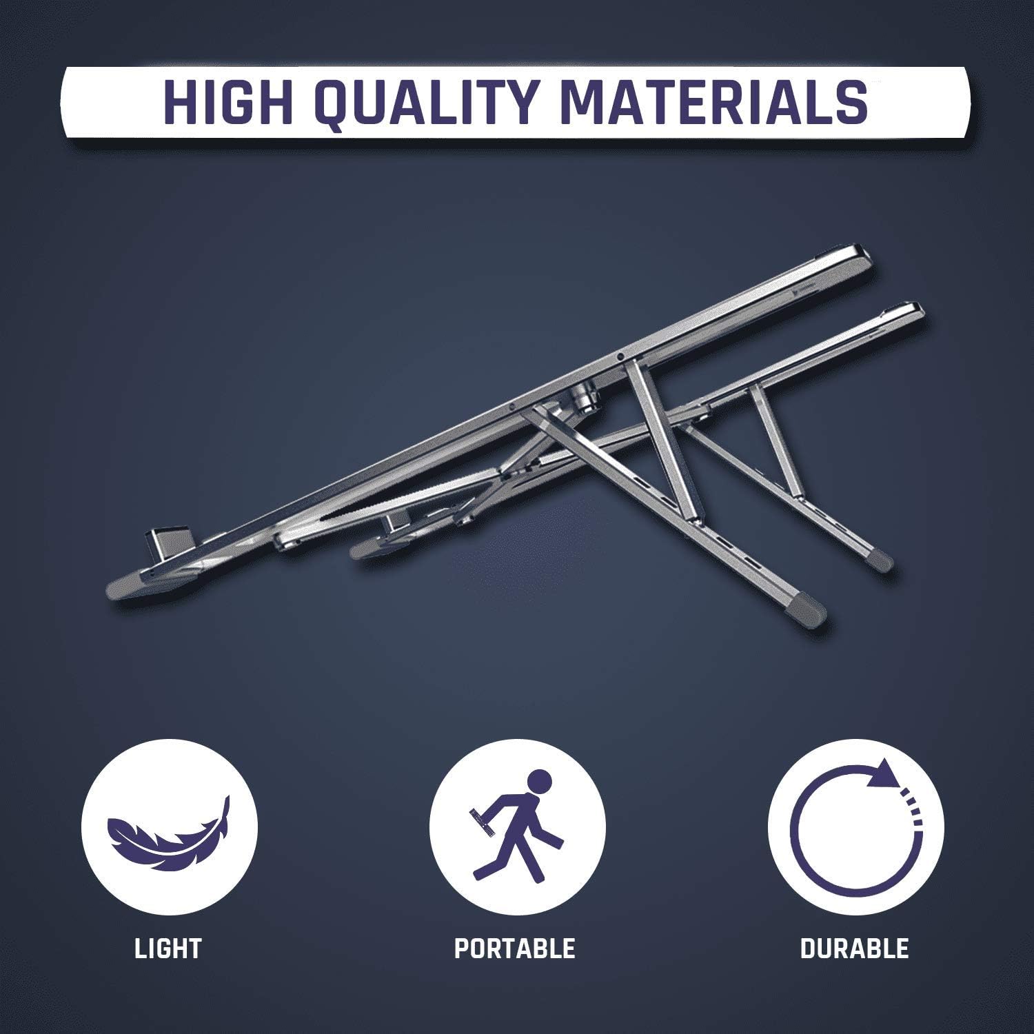 Steady Portable Laptop Stand – Foldable Aluminum Riser for Laptops & Tablets up to 15.6", Lightweight & Durable with Carry Pouch