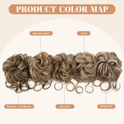 SARLA 2PCS Messy Bun Hair Pieces with Detachable Claw Clip – Wavy Curly Synthetic Updo Hairpieces with Tendrils, Sand