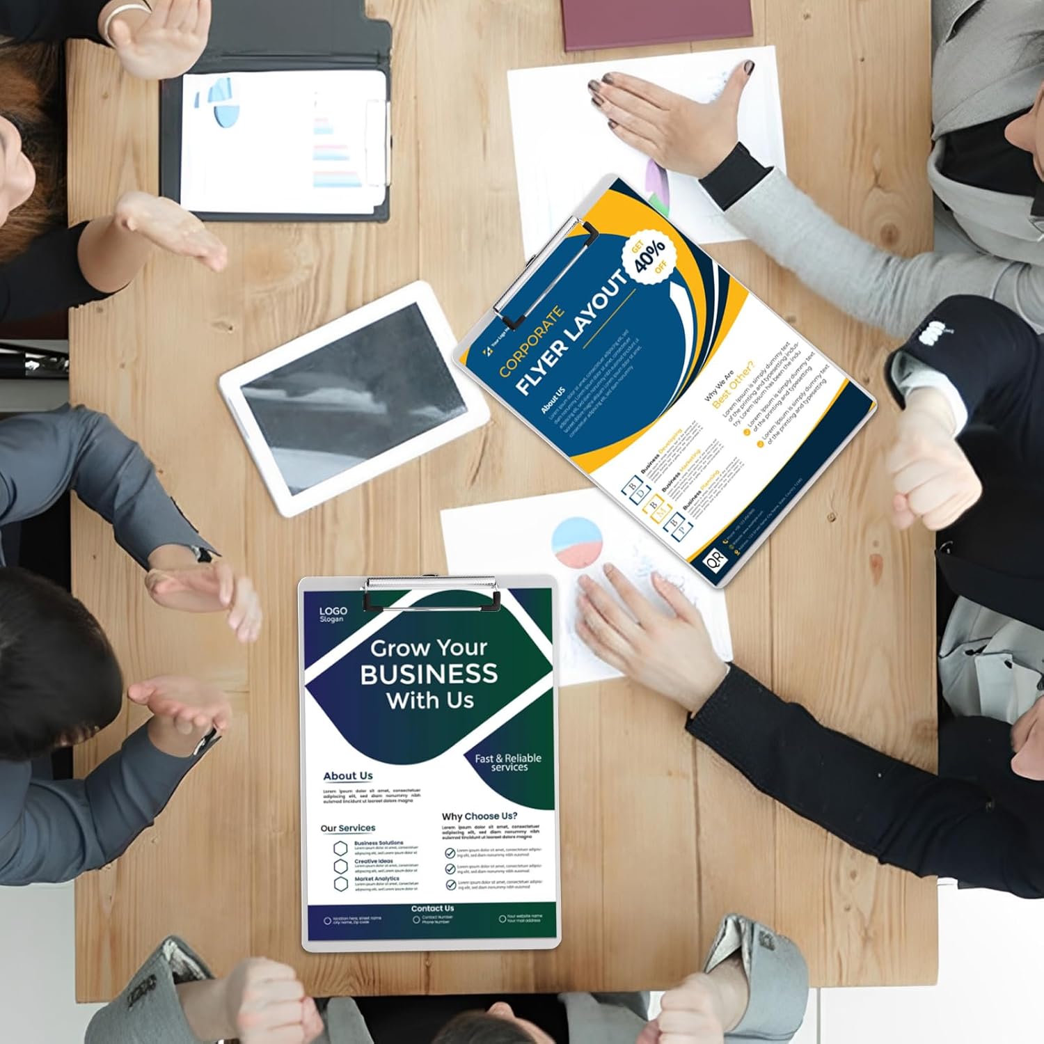 4-Pack Plastic Clipboards – 12.6" x 9" Transparent Hardboard with Low Profile Metal Clip, Office Whiteboard Clipboards for Classroom & School Supplies